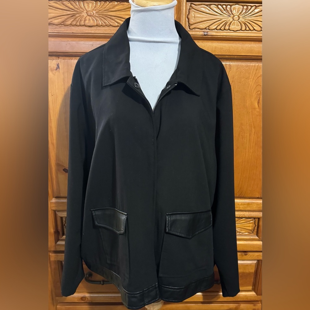 Calvin Klein Black Utility Jacket with Leather Accents
